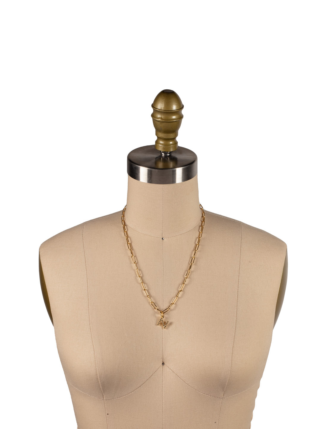 N Initial Paperclip Pendant Necklace - NFB14BGCRY