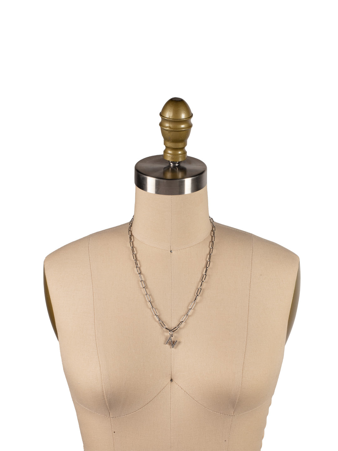 N Initial Paperclip Pendant Necklace - NFB14PDCRY