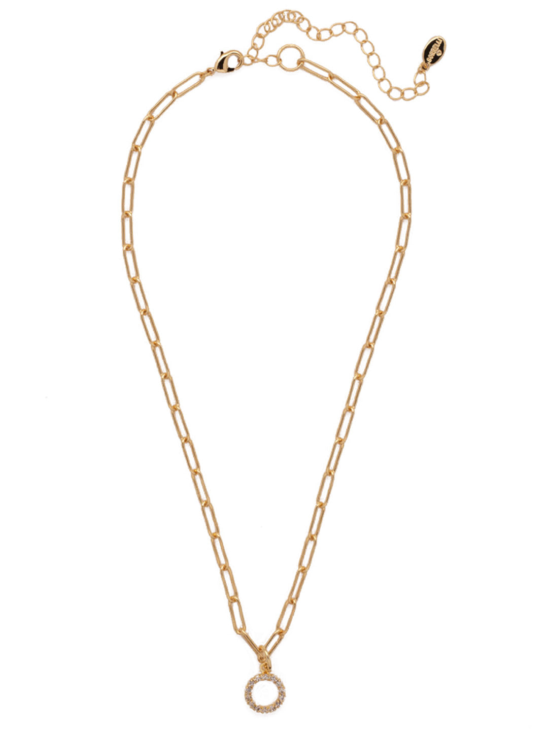 O Initial Paperclip Pendant Necklace - NFB15BGCRY - <p>A crystal embellished initial charm sits at the base of a trendy paperclip chain and is secured with a lobster clasp closure. From Sorrelli's Crystal collection in our Bright Gold-tone finish.</p>