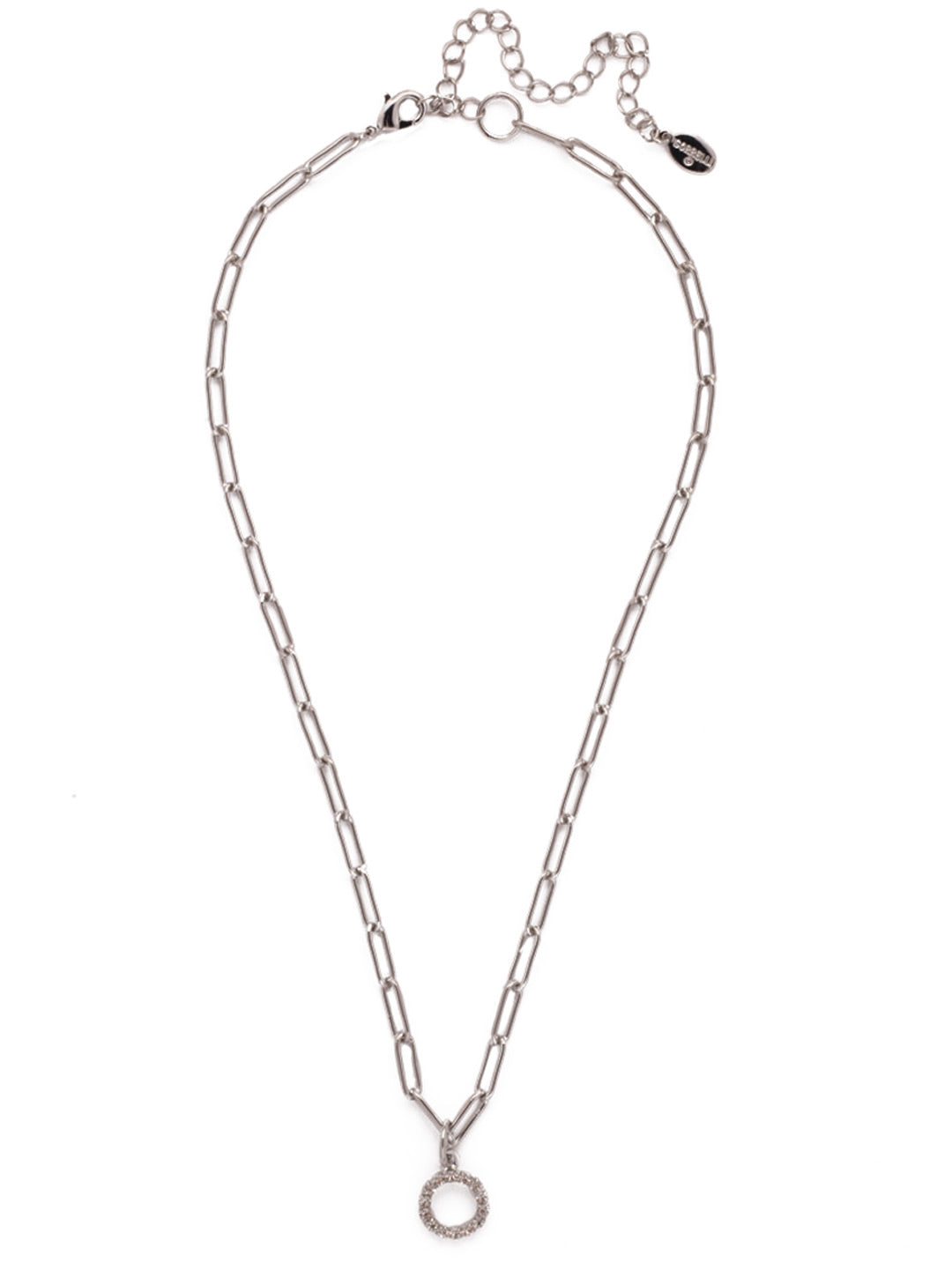 O Initial Paperclip Pendant Necklace - NFB15PDCRY - <p>A crystal embellished initial charm sits at the base of a trendy paperclip chain and is secured with a lobster clasp closure. From Sorrelli's Crystal collection in our Palladium finish.</p>