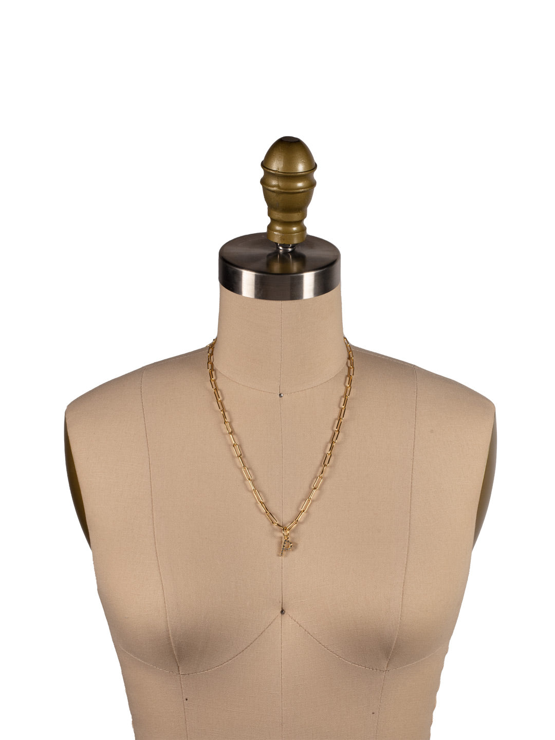 P Initial Paperclip Pendant Necklace - NFB16BGCRY