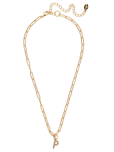 P Initial Paperclip Pendant Necklace - NFB16BGCRY - <p>A crystal embellished initial charm sits at the base of a trendy paperclip chain and is secured with a lobster clasp closure. From Sorrelli's Crystal collection in our Bright Gold-tone finish.</p>