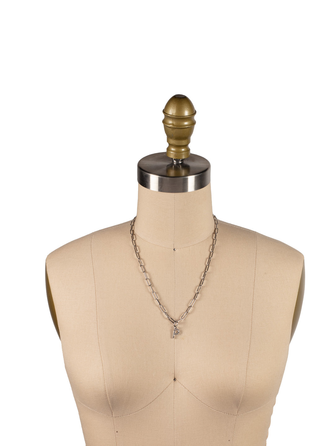 P Initial Paperclip Pendant Necklace - NFB16PDCRY