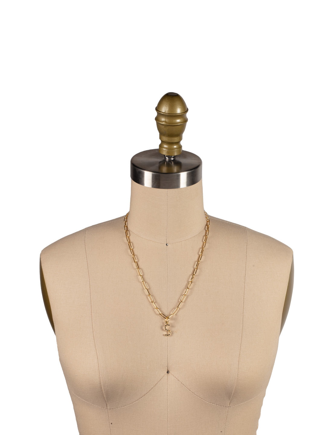 S Initial Paperclip Pendant Necklace - NFB19BGCRY