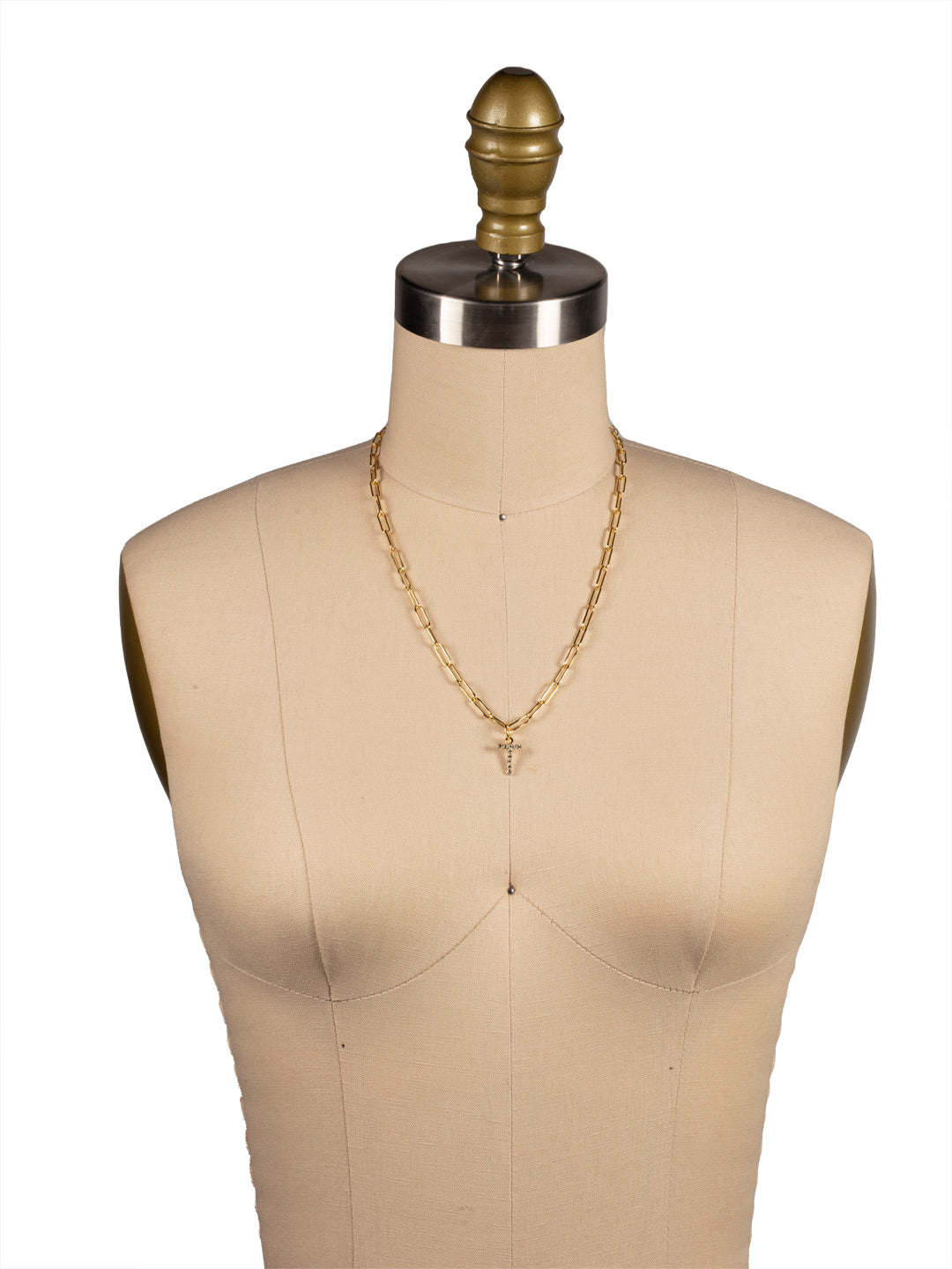 T Initial Paperclip Pendant Necklace - NFB20BGCRY
