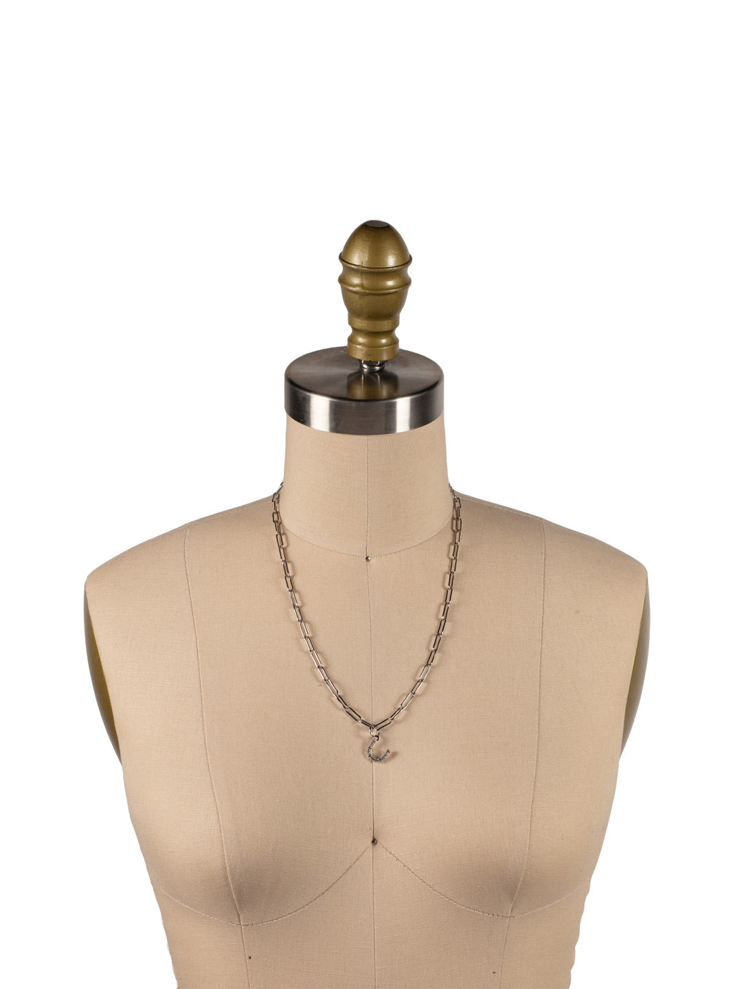 U Initial Paperclip Pendant Necklace - NFB21PDCRY