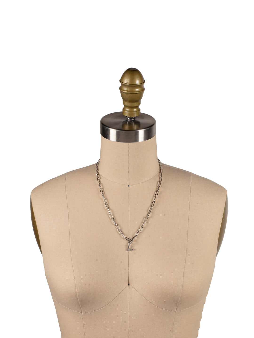 V Initial Paperclip Pendant Necklace - NFB22PDCRY