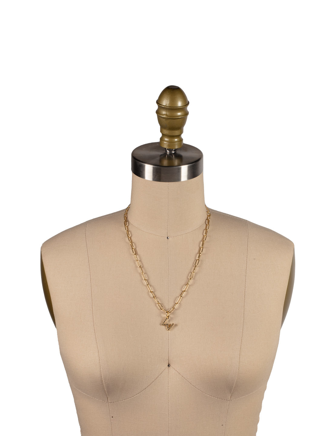 W Initial Paperclip Pendant Necklace - NFB23BGCRY