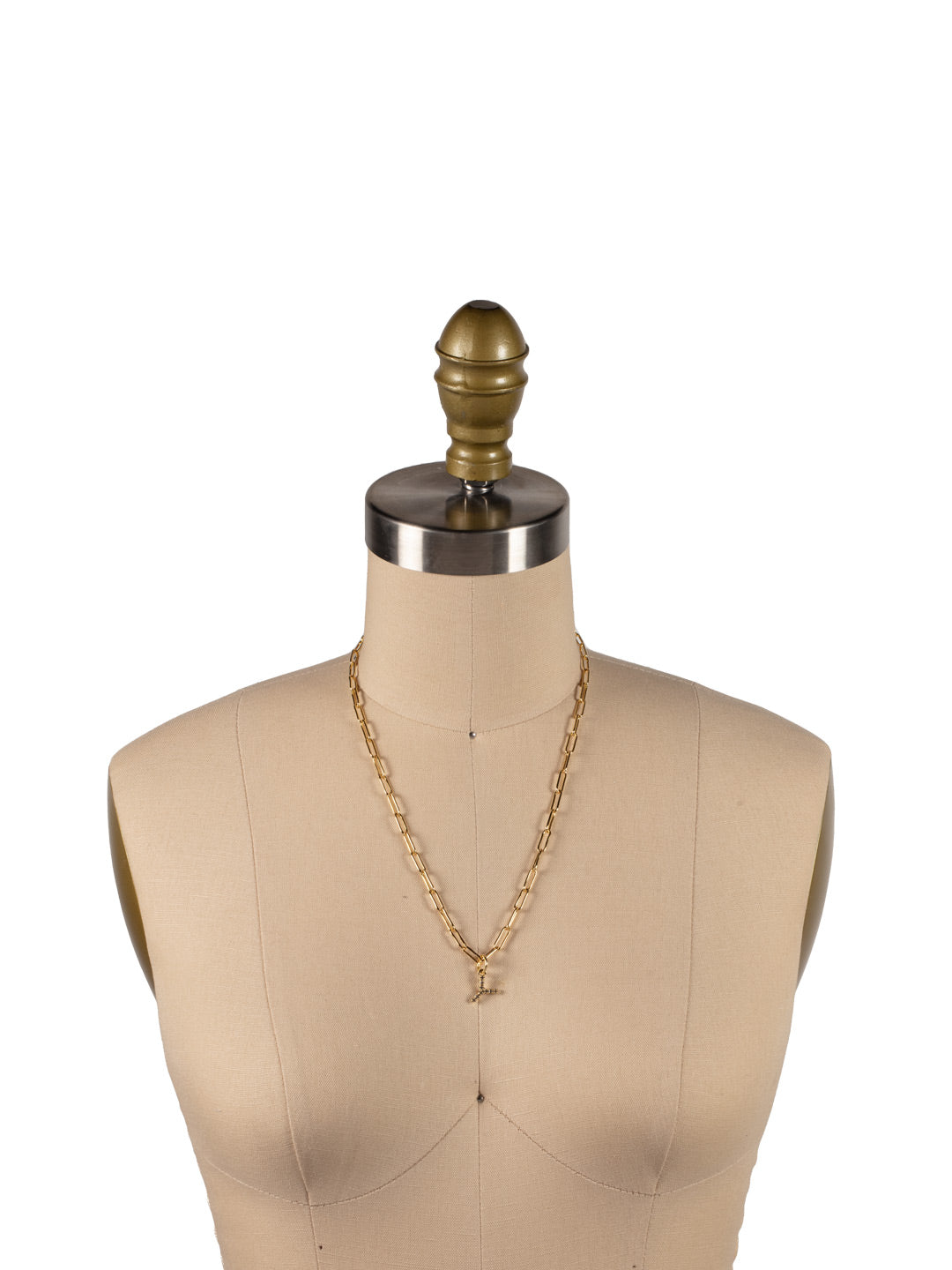 Y Initial Paperclip Pendant Necklace - NFB25BGCRY