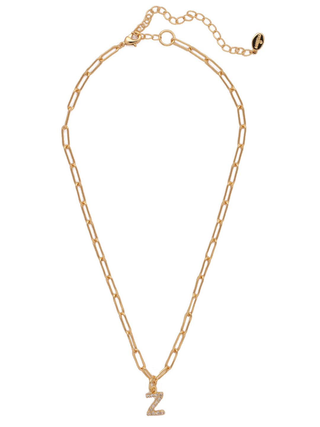 Z Initial Paperclip Pendant Necklace - NFB26BGCRY - <p>A crystal embellished initial charm sits at the base of a trendy paperclip chain and is secured with a lobster clasp closure. From Sorrelli's Crystal collection in our Bright Gold-tone finish.</p>