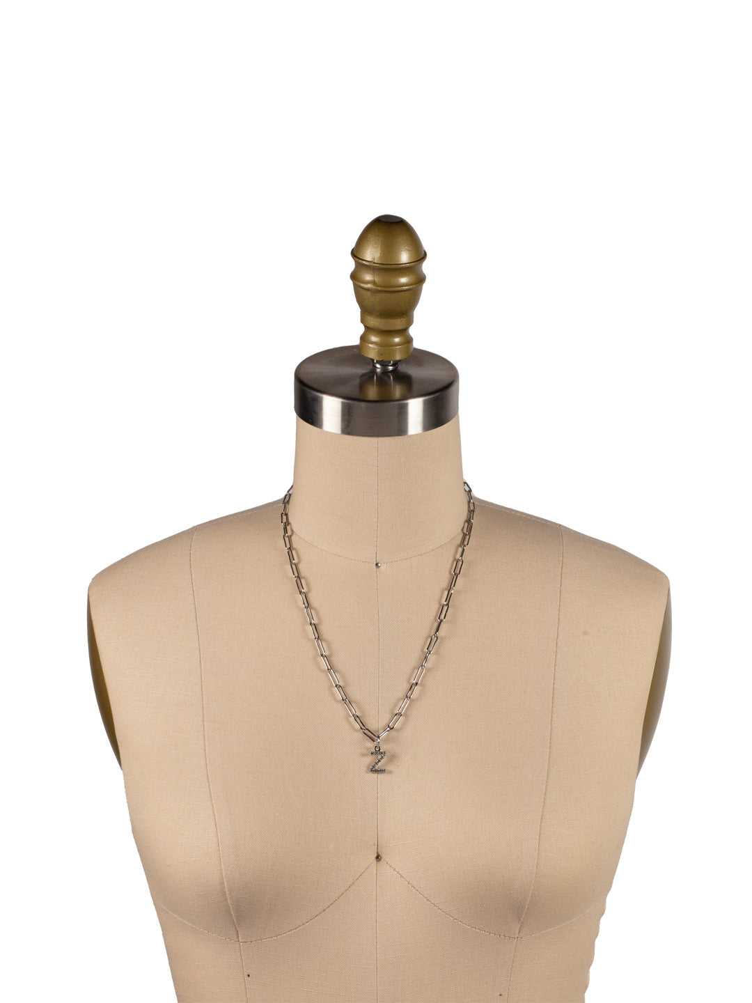 Z Initial Paperclip Pendant Necklace - NFB26PDCRY