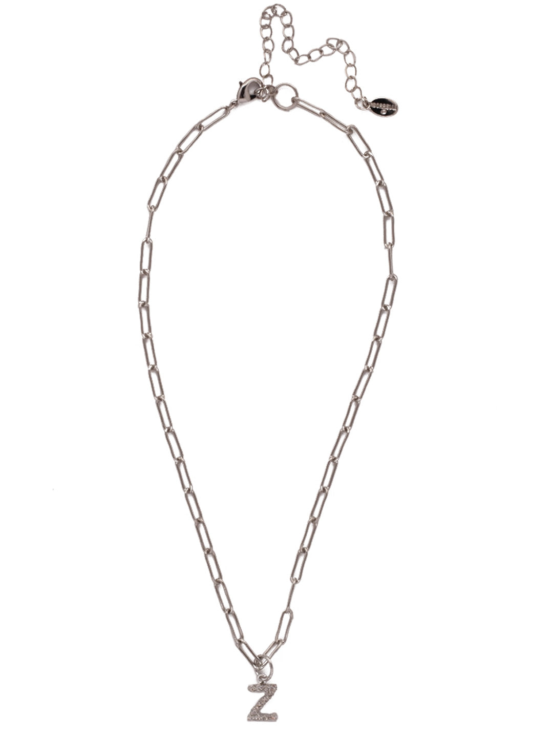Z Initial Paperclip Pendant Necklace - NFB26PDCRY - <p>A crystal embellished initial charm sits at the base of a trendy paperclip chain and is secured with a lobster clasp closure. From Sorrelli's Crystal collection in our Palladium finish.</p>