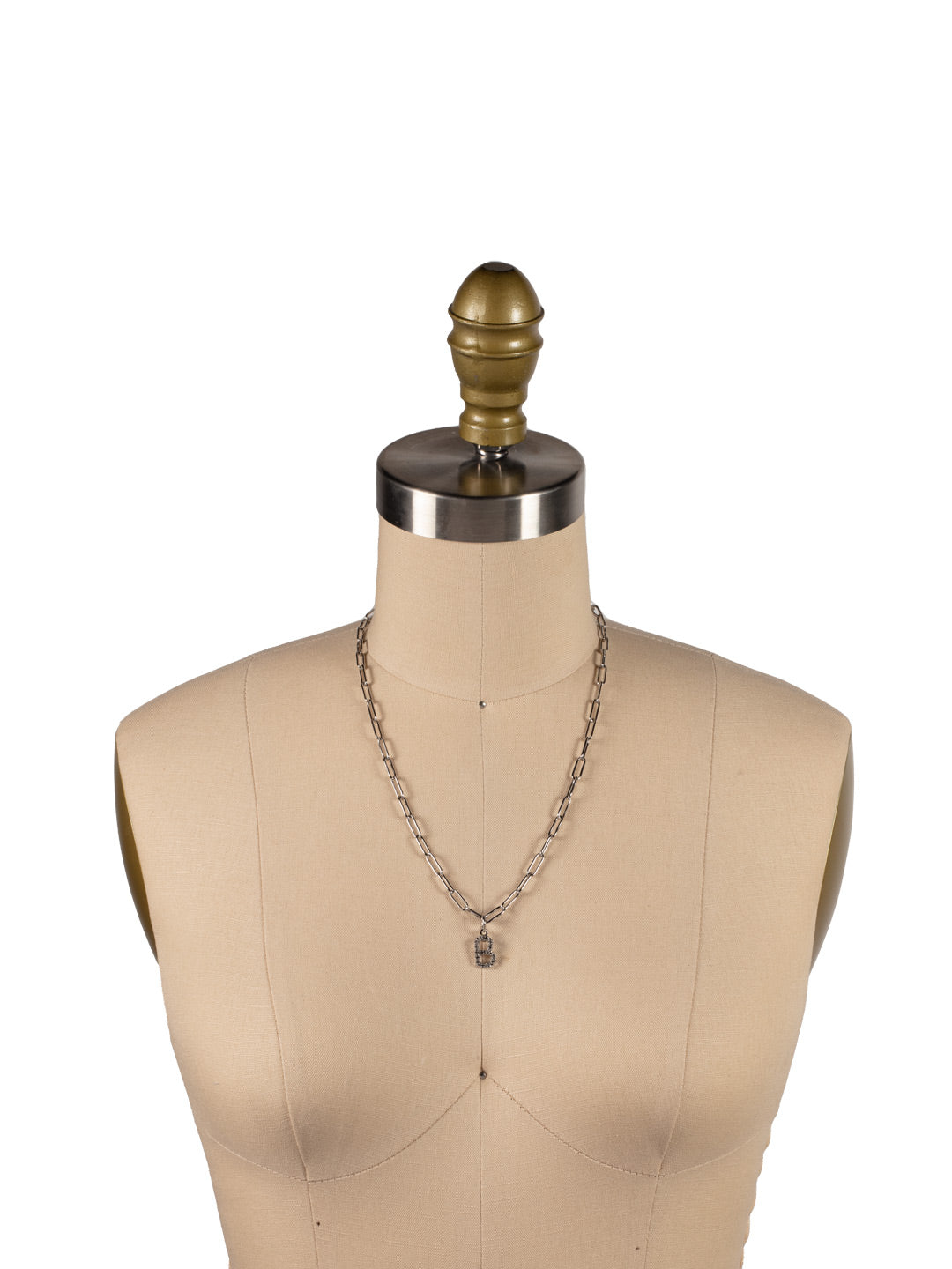 B Initial Paperclip Pendant Necklace - NFB2PDCRY