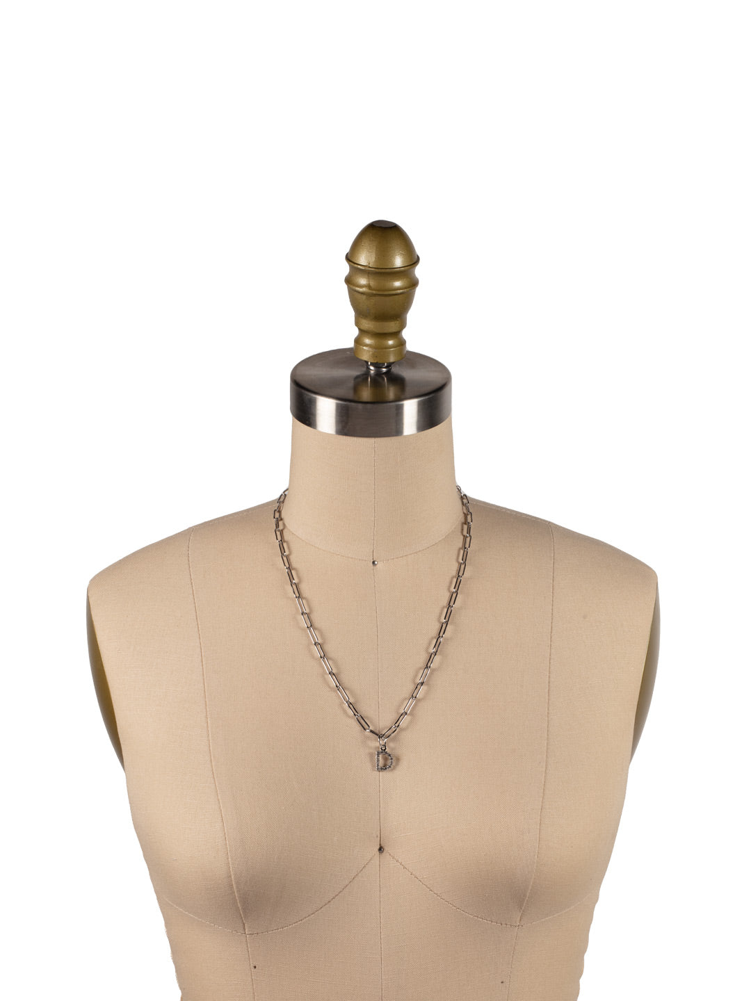 D Initial Paperclip Pendant Necklace - NFB4PDCRY