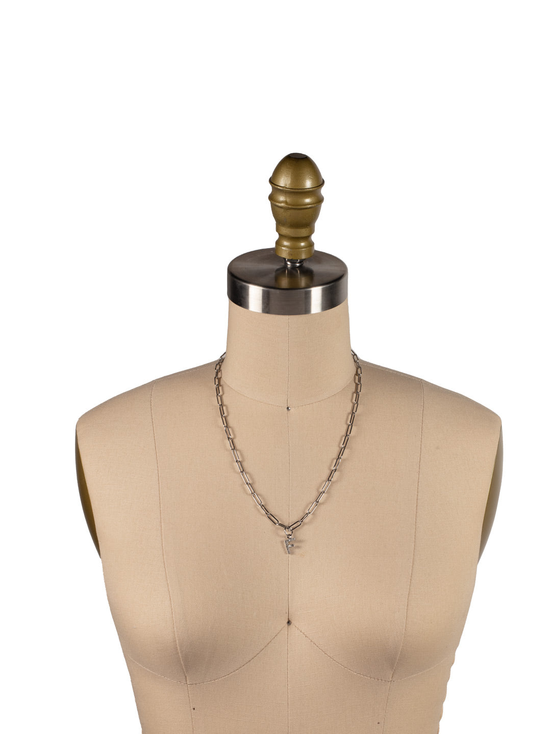 F Initial Paperclip Pendant Necklace - NFB6PDCRY