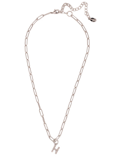 H Initial Paperclip Pendant Necklace - NFB8PDCRY - <p>A crystal embellished initial charm sits at the base of a trendy paperclip chain and is secured with a lobster clasp closure. From Sorrelli's Crystal collection in our Palladium finish.</p>