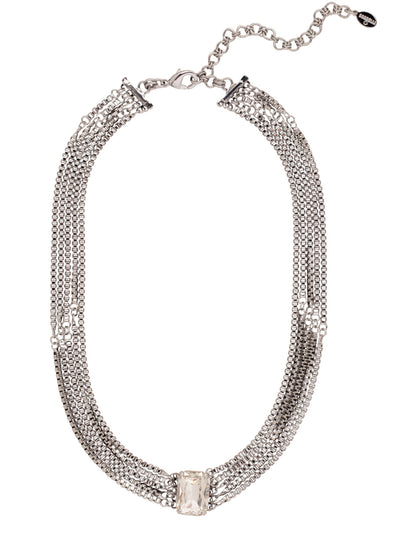 Brynn Statement Necklace - NFC2PDSNI - <p>The Brynn Tennis Necklace combines layers of box chains with a single emerald cut crystal sitting prominently at the front. An adjustable chain secures with a lobster clasp claw. From Sorrelli's Starry Night collection in our Palladium finish.</p>