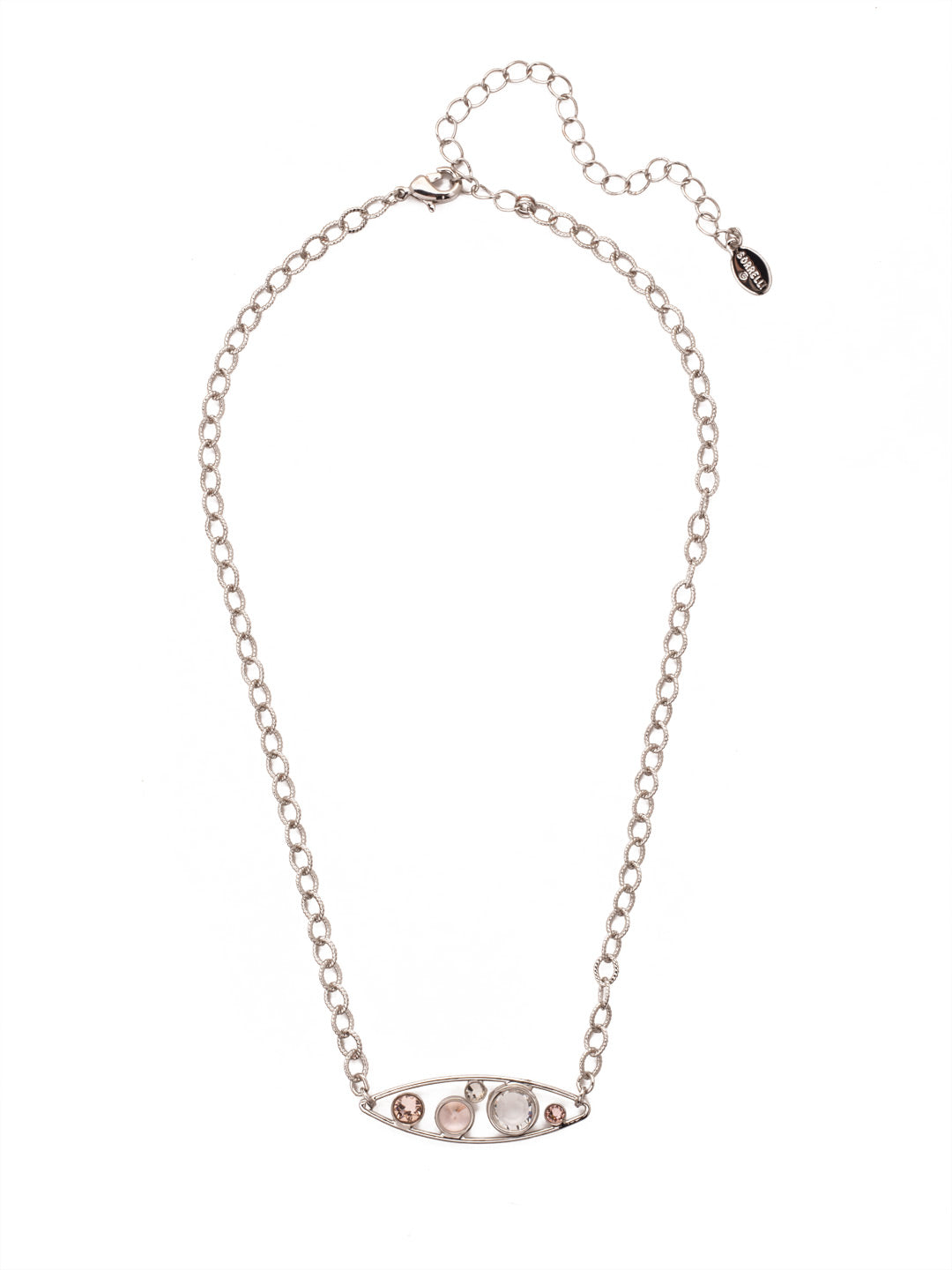 Charlene Single Tennis Necklace - NFC50PDSNB - <p>The Charlene Single Tennis Necklace features delicate crystal channels inside a single metal oblong hoop, sitting at the front of an adjustable chain, secured with a lobster claw clasp. From Sorrelli's Snow Bunny collection in our Palladium finish.</p>