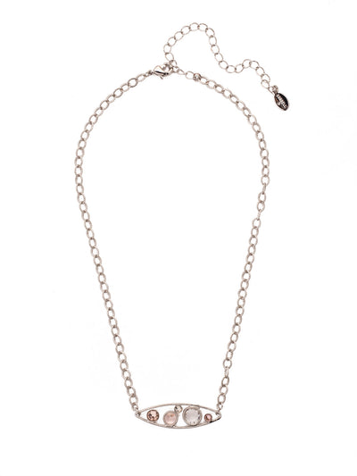 Charlene Single Tennis Necklace - NFC50PDSNB - <p>The Charlene Single Tennis Necklace features delicate crystal channels inside a single metal oblong hoop, sitting at the front of an adjustable chain, secured with a lobster claw clasp. From Sorrelli's Snow Bunny collection in our Palladium finish.</p>