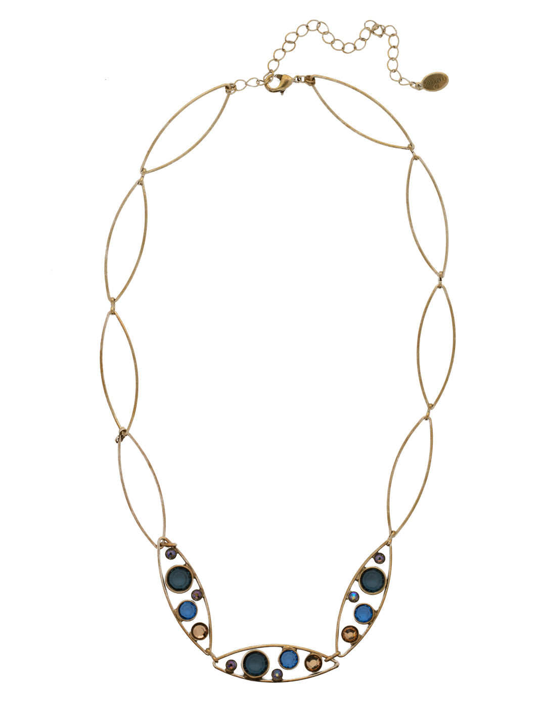 Charlene Triple Tennis Necklace - NFC52AGVBN - <p>The Charlene Triple Tennis Necklace combines oblong metal hoops and delicate crystal channels to create a gorgeous twist on the classic tennis necklace. From Sorrelli's Venice Blue collection in our Antique Gold-tone finish.</p>