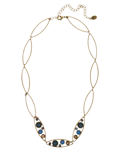 Charlene Triple Tennis Necklace - NFC52AGVBN - <p>The Charlene Triple Tennis Necklace combines oblong metal hoops and delicate crystal channels to create a gorgeous twist on the classic tennis necklace. From Sorrelli's Venice Blue collection in our Antique Gold-tone finish.</p>