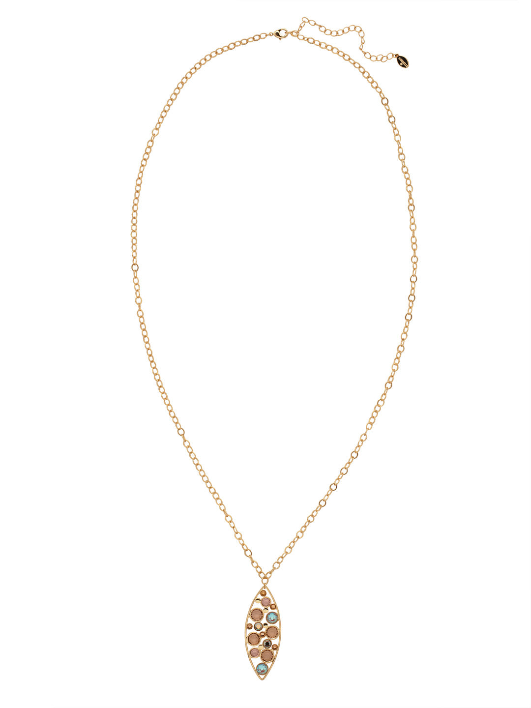 Charlene Pendant Necklace - NFC53BGRSU - <p>The Charlene Pendant Necklace features a single crystal channel filled oblong hoop on an adjustable long chain, secured with a lobster claw clasp. From Sorrelli's Raw Sugar collection in our Bright Gold-tone finish.</p>