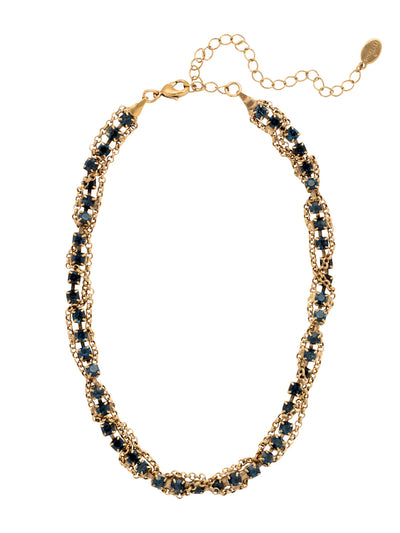 Brandi Classic Tennis Necklace - NFC60AGVBN - <p>The Brandi Classic Tennis Necklace features a timeless crystal lined necklace, elevated with a braided chain design. From Sorrelli's Venice Blue collection in our Antique Gold-tone finish.</p>