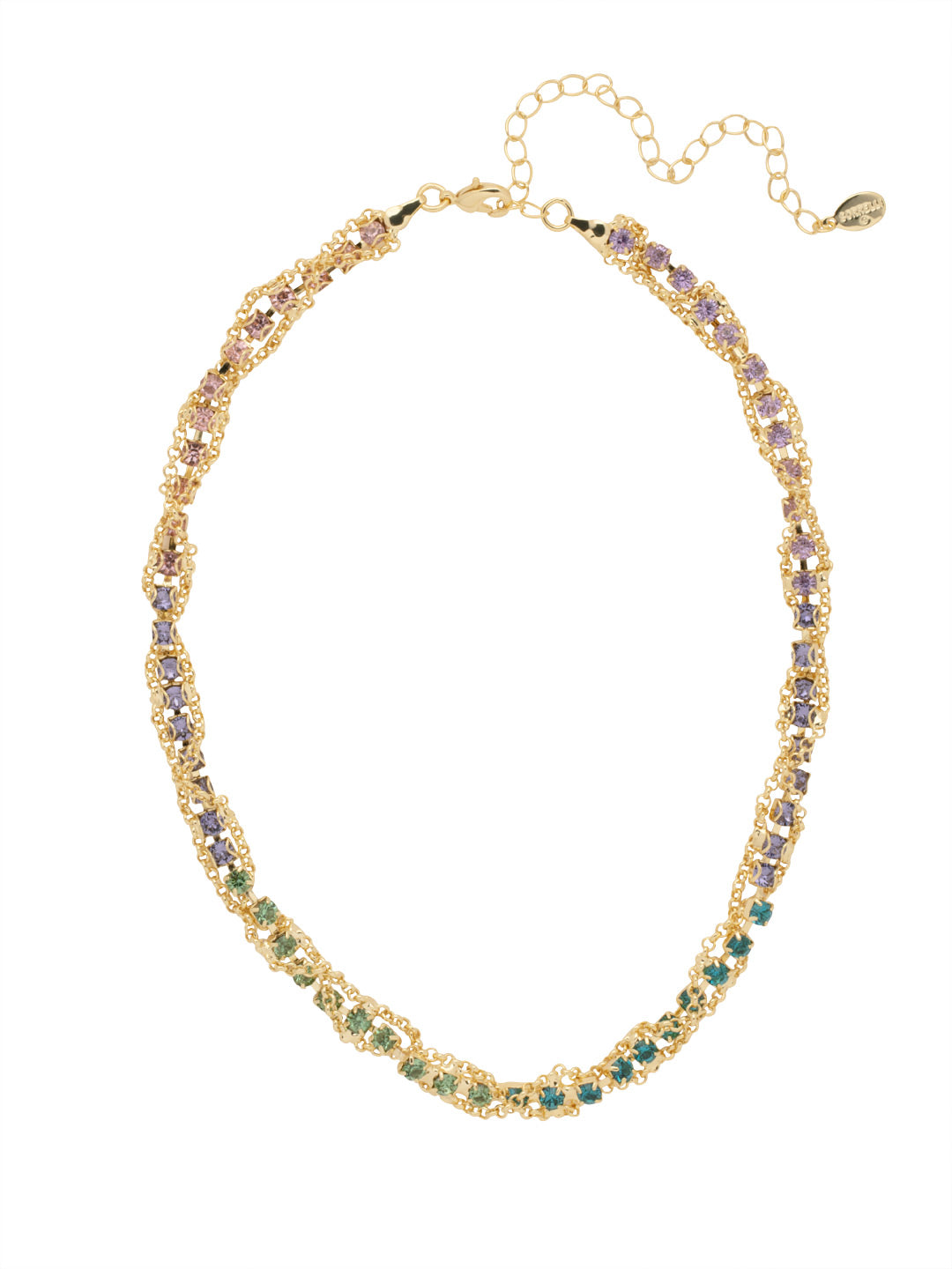 Brandi Classic Tennis Necklace - NFC60BGHBR - <p>The Brandi Classic Tennis Necklace features a timeless crystal lined necklace, elevated with a braided chain design. From Sorrelli's Happy Birthday Redux collection in our Bright Gold-tone finish.</p>