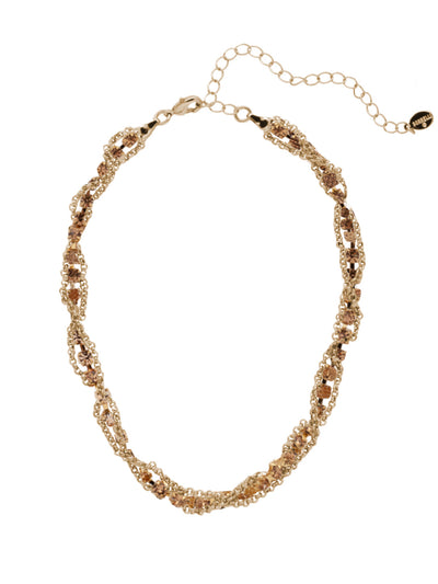 Brandi Classic Tennis Necklace - NFC60BGRSU - <p>The Brandi Classic Tennis Necklace features a timeless crystal lined necklace, elevated with a braided chain design. From Sorrelli's Raw Sugar collection in our Bright Gold-tone finish.</p>