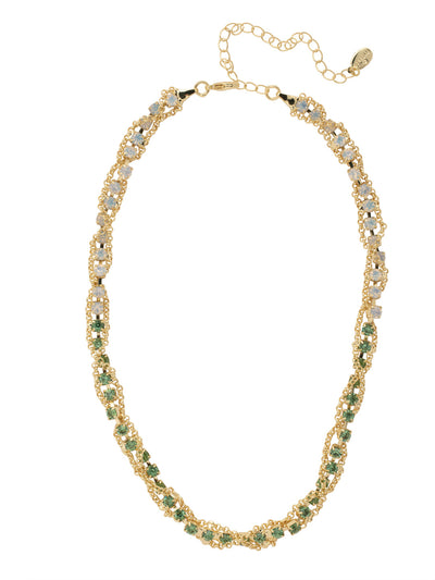 Brandi Classic Tennis Necklace - NFC60BGSGR - <p>The Brandi Classic Tennis Necklace features a timeless crystal lined necklace, elevated with a braided chain design. From Sorrelli's Sage Green collection in our Bright Gold-tone finish.</p>