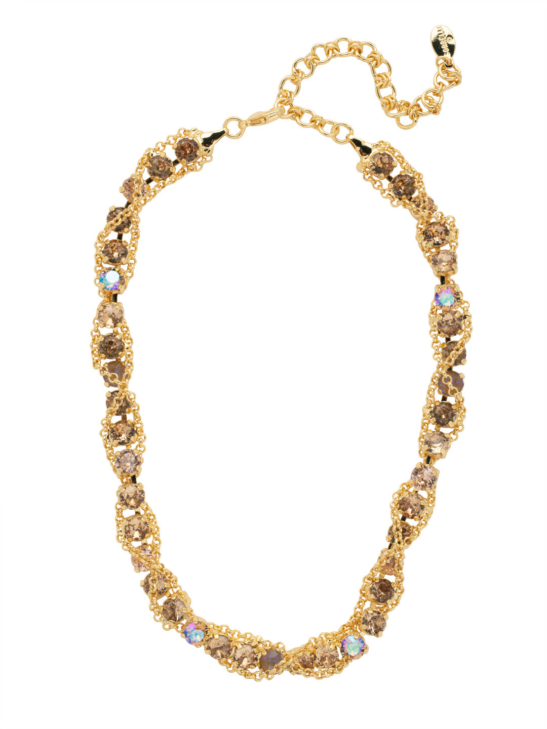 Brandi Repeating Tennis Necklace - NFC62BGRSU - <p>The Brandi Repeating Tennis Necklace features repeating crystals on a line necklace, elevated with a braided chain design. From Sorrelli's Raw Sugar collection in our Bright Gold-tone finish.</p>