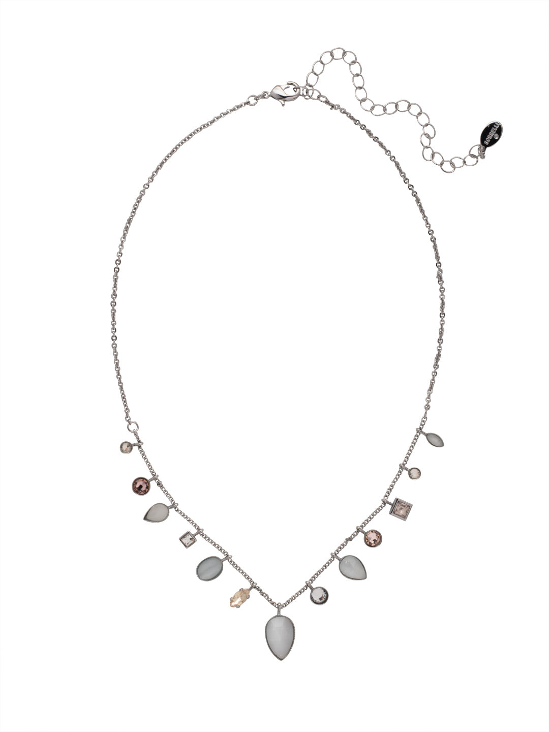 Elaina Tennis Necklace - NFC70PDSNB - <p>The Elaina Tennis Necklace features an assortment of delicate crystal and semi-precious charms on an adjustable lightweight chain, secured with a lobster claw clasp. From Sorrelli's Snow Bunny collection in our Palladium finish.</p>