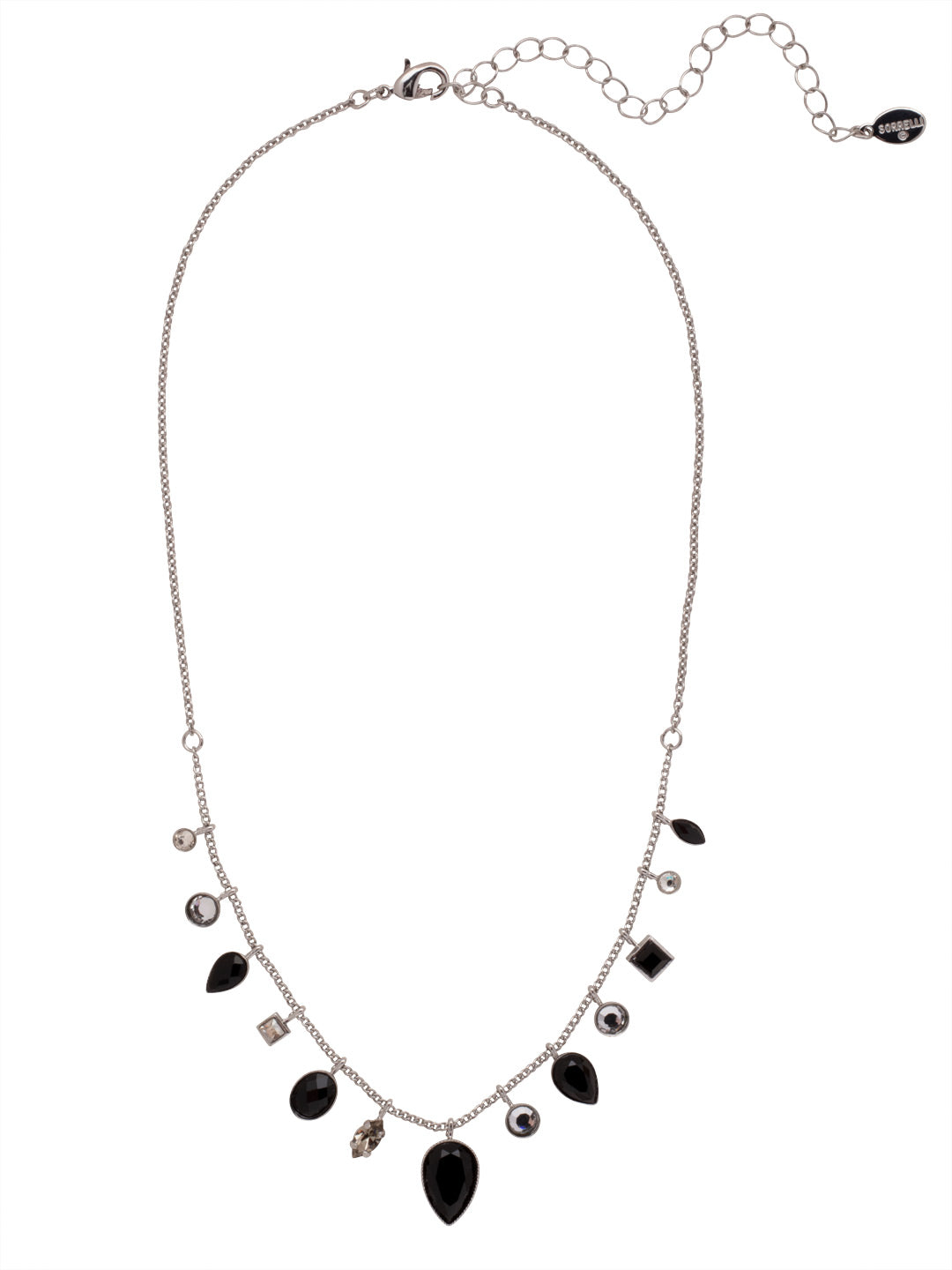 Elaina Tennis Necklace - NFC70PDSNI - <p>The Elaina Tennis Necklace features an assortment of delicate crystal and semi-precious charms on an adjustable lightweight chain, secured with a lobster claw clasp. From Sorrelli's Starry Night collection in our Palladium finish.</p>
