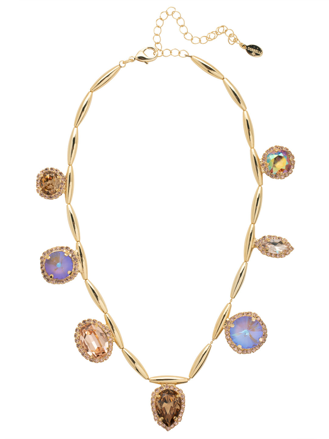 Giselle Statement Necklace - NFC80BGRSU - <p>The Giselle Statement Necklace features a row of assorted halo cut crystals on a tubular style chain, secured with a lobster claw clasp on an adjustable chain. From Sorrelli's Raw Sugar collection in our Bright Gold-tone finish.</p>