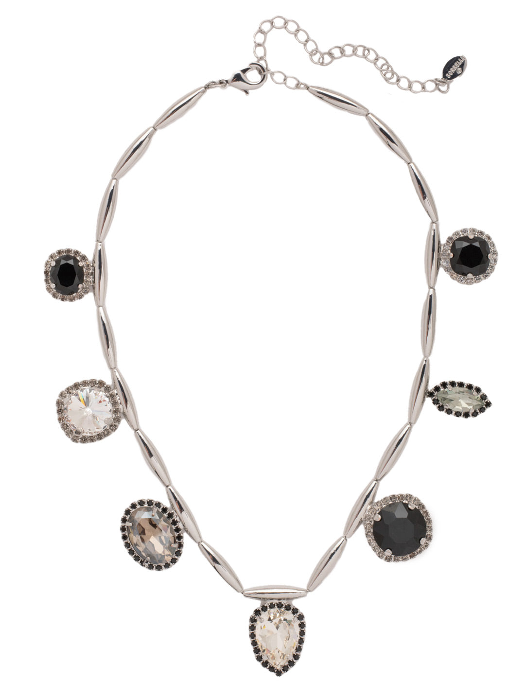 Giselle Statement Necklace - NFC80PDSNI - <p>The Giselle Statement Necklace features a row of assorted halo cut crystals on a tubular style chain, secured with a lobster claw clasp on an adjustable chain. From Sorrelli's Starry Night collection in our Palladium finish.</p>