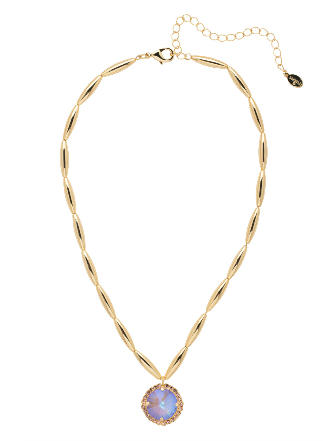 Giselle Pendant Necklace - NFC82BGRSU - <p>The Giselle Pendant Necklace features a bold round halo cut crystal on an adjustable tubular style chain, secured in the back with a lobster claw clasp. From Sorrelli's Raw Sugar collection in our Bright Gold-tone finish.</p>
