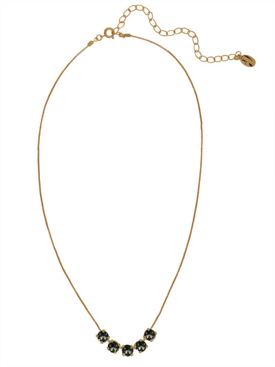 Shaughna Tennis Necklace - NFC84AGBD - <p>The Shaughna Tennis Necklace features five crystals on a delicate adjustable chain. From Sorrelli's Black Diamond collection in our Antique Gold-tone finish.</p>