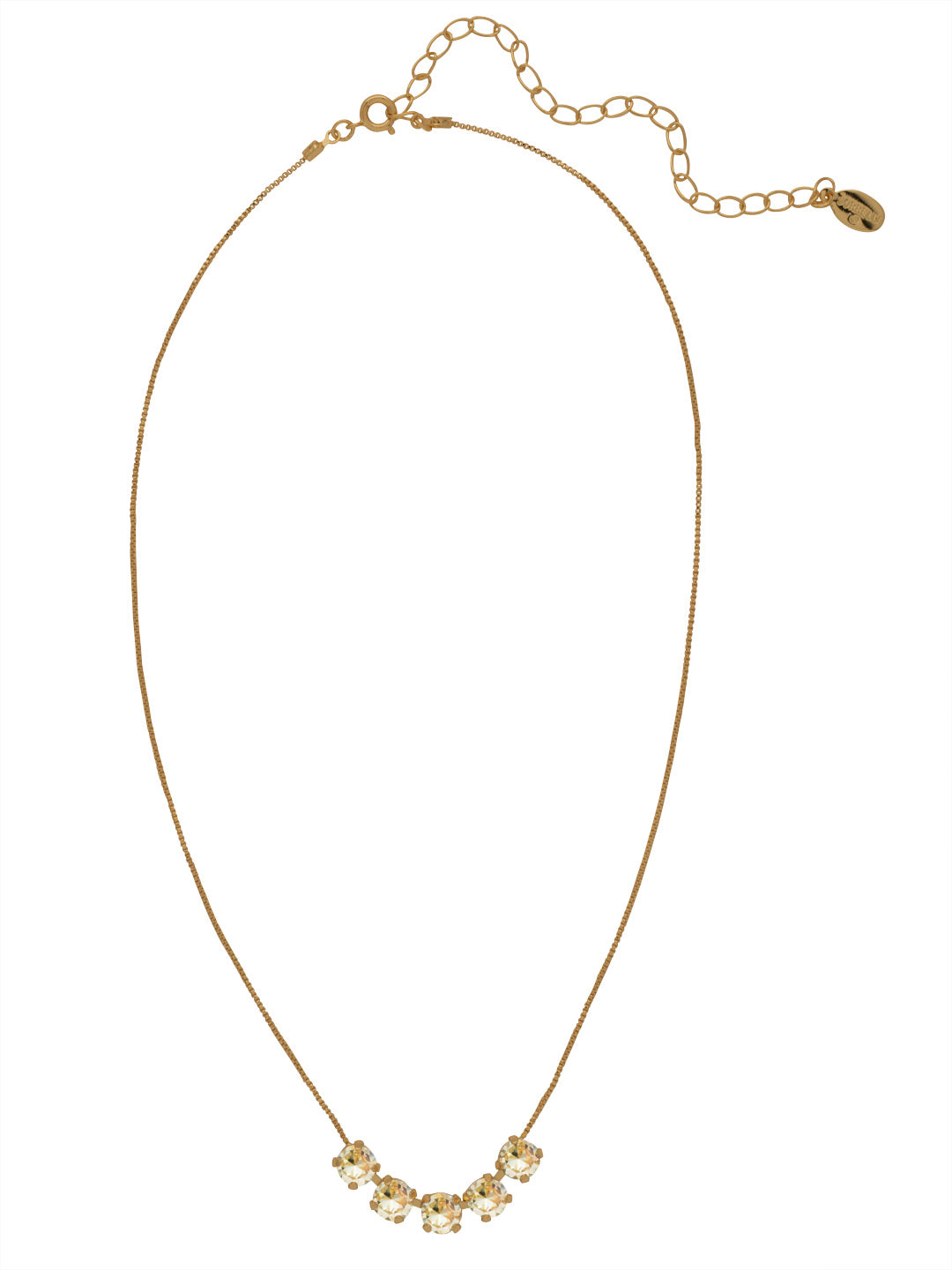 Shaughna Tennis Necklace - NFC84AGCCH - <p>The Shaughna Tennis Necklace features five crystals on a delicate adjustable chain. From Sorrelli's Crystal Champagne collection in our Antique Gold-tone finish.</p>