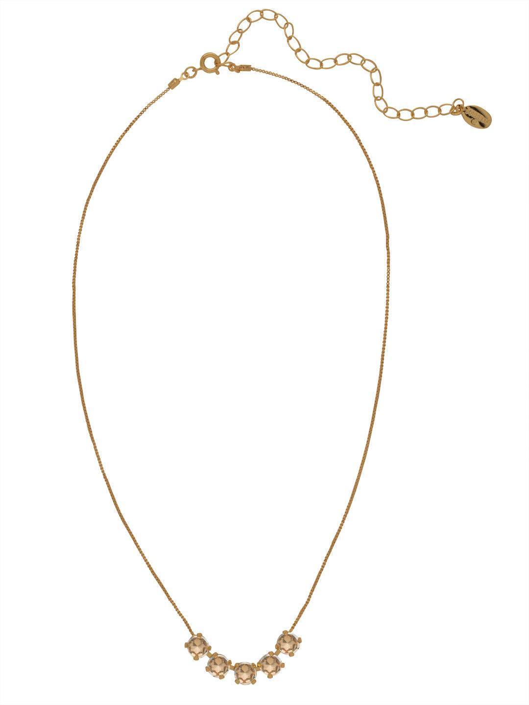 Shaughna Tennis Necklace - NFC84AGDCH - <p>The Shaughna Tennis Necklace features five crystals on a delicate adjustable chain. From Sorrelli's Dark Champagne collection in our Antique Gold-tone finish.</p>