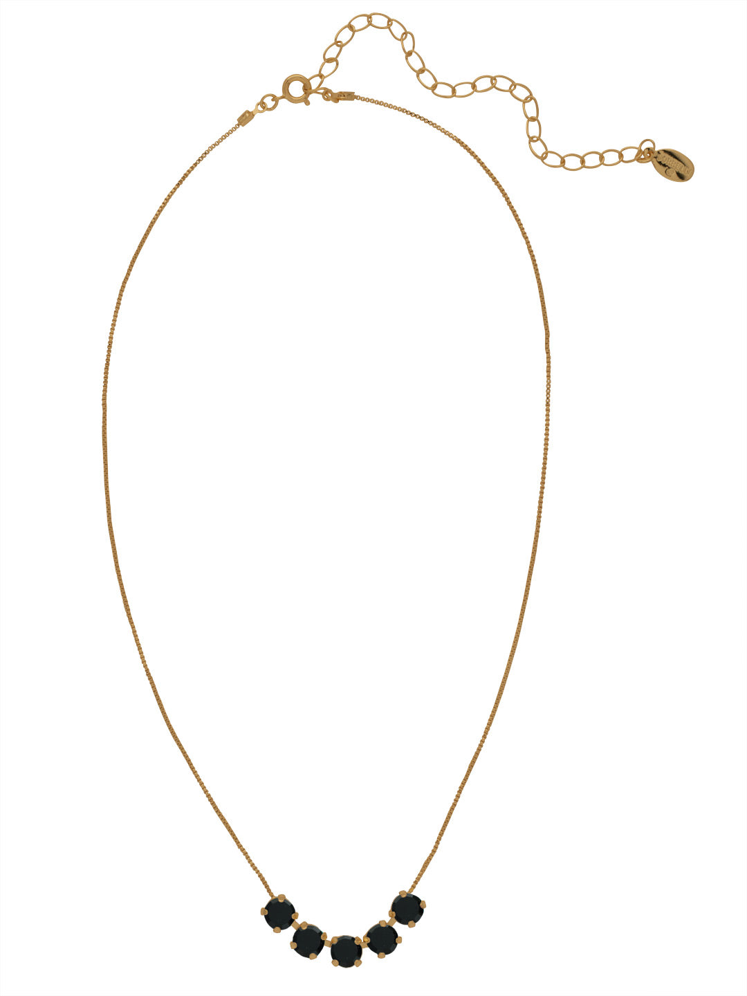 Shaughna Tennis Necklace - NFC84AGJET - <p>The Shaughna Tennis Necklace features five crystals on a delicate adjustable chain. From Sorrelli's Jet collection in our Antique Gold-tone finish.</p>