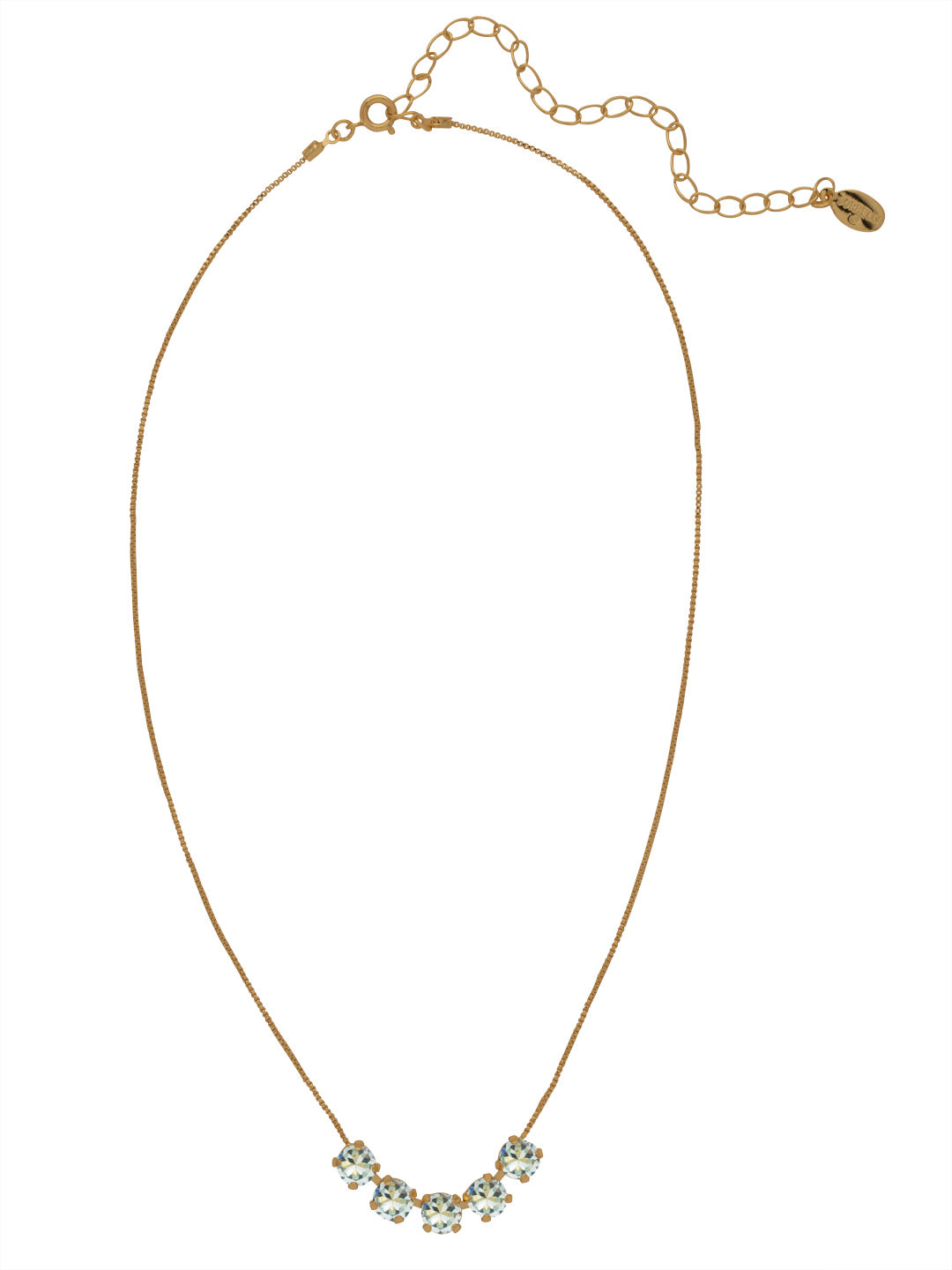 Shaughna Tennis Necklace - NFC84AGLAQ - <p>The Shaughna Tennis Necklace features five crystals on a delicate adjustable chain. From Sorrelli's Light Aqua collection in our Antique Gold-tone finish.</p>