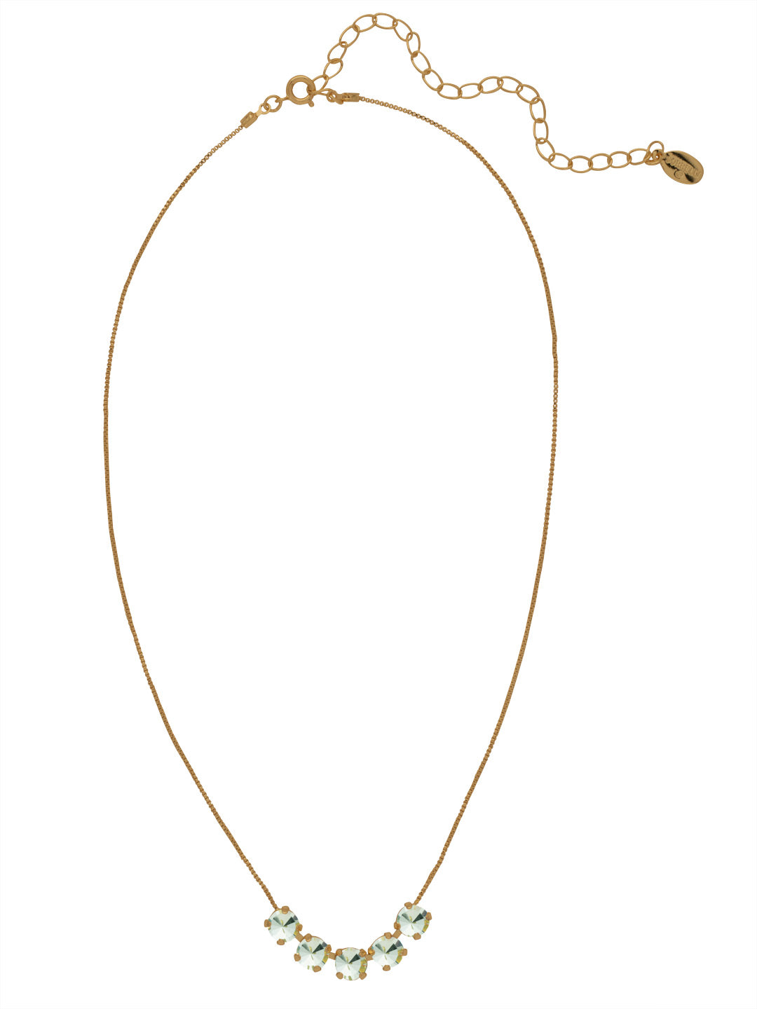 Shaughna Tennis Necklace - NFC84AGMIN - <p>The Shaughna Tennis Necklace features five crystals on a delicate adjustable chain. From Sorrelli's Mint collection in our Antique Gold-tone finish.</p>