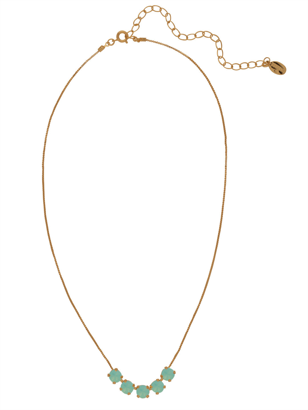 Shaughna Tennis Necklace - NFC84AGPAC - <p>The Shaughna Tennis Necklace features five crystals on a delicate adjustable chain. From Sorrelli's Pacific Opal collection in our Antique Gold-tone finish.</p>