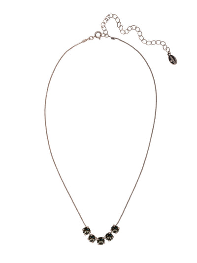 Shaughna Tennis Necklace - NFC84ASBD - <p>The Shaughna Tennis Necklace features five crystals on a delicate adjustable chain. From Sorrelli's Black Diamond collection in our Antique Silver-tone finish.</p>