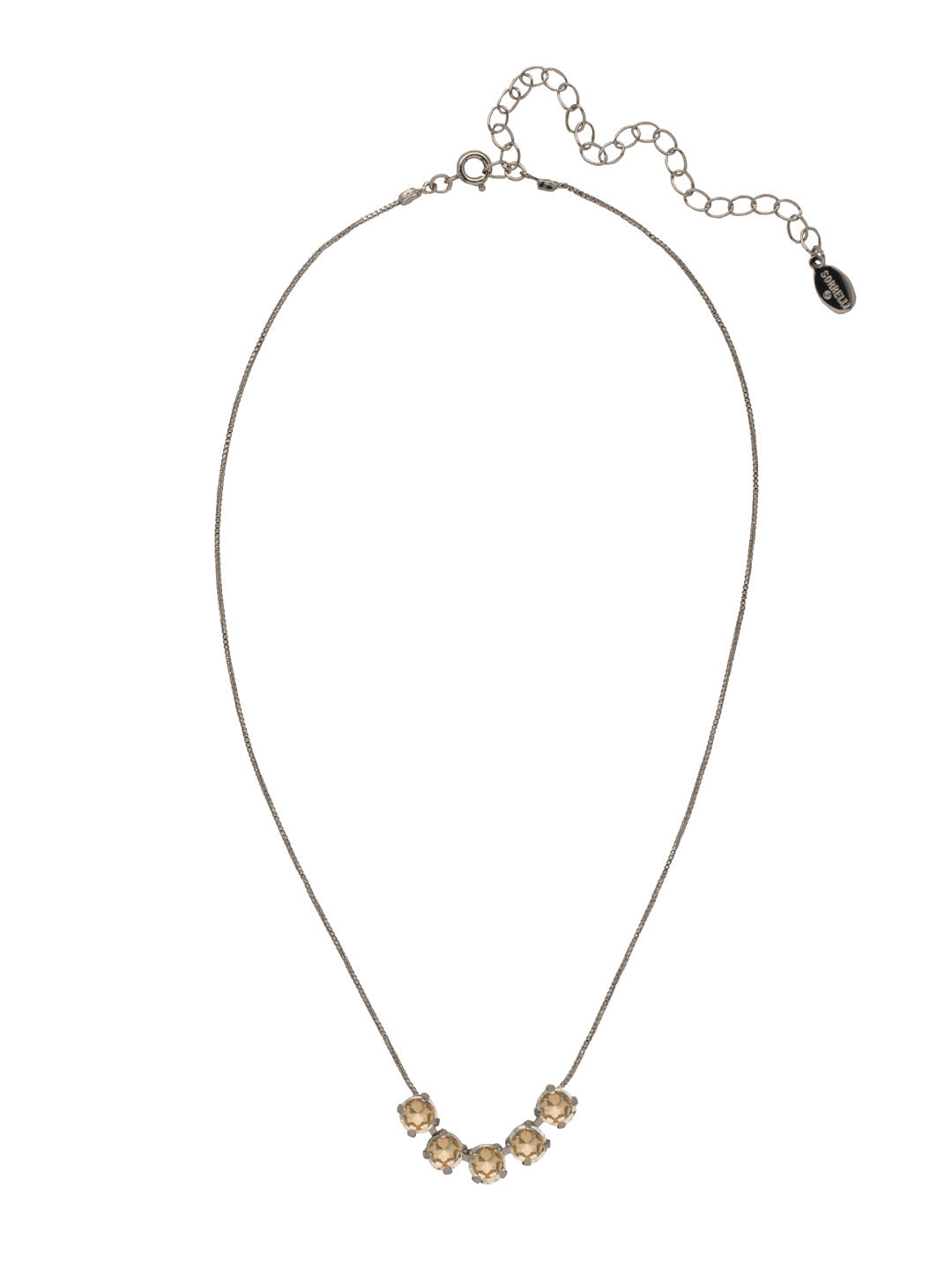 Shaughna Tennis Necklace - NFC84ASDCH - <p>The Shaughna Tennis Necklace features five crystals on a delicate adjustable chain. (16-20 inches) From Sorrelli's Dark Champagne collection in our Antique Silver-tone finish.</p>