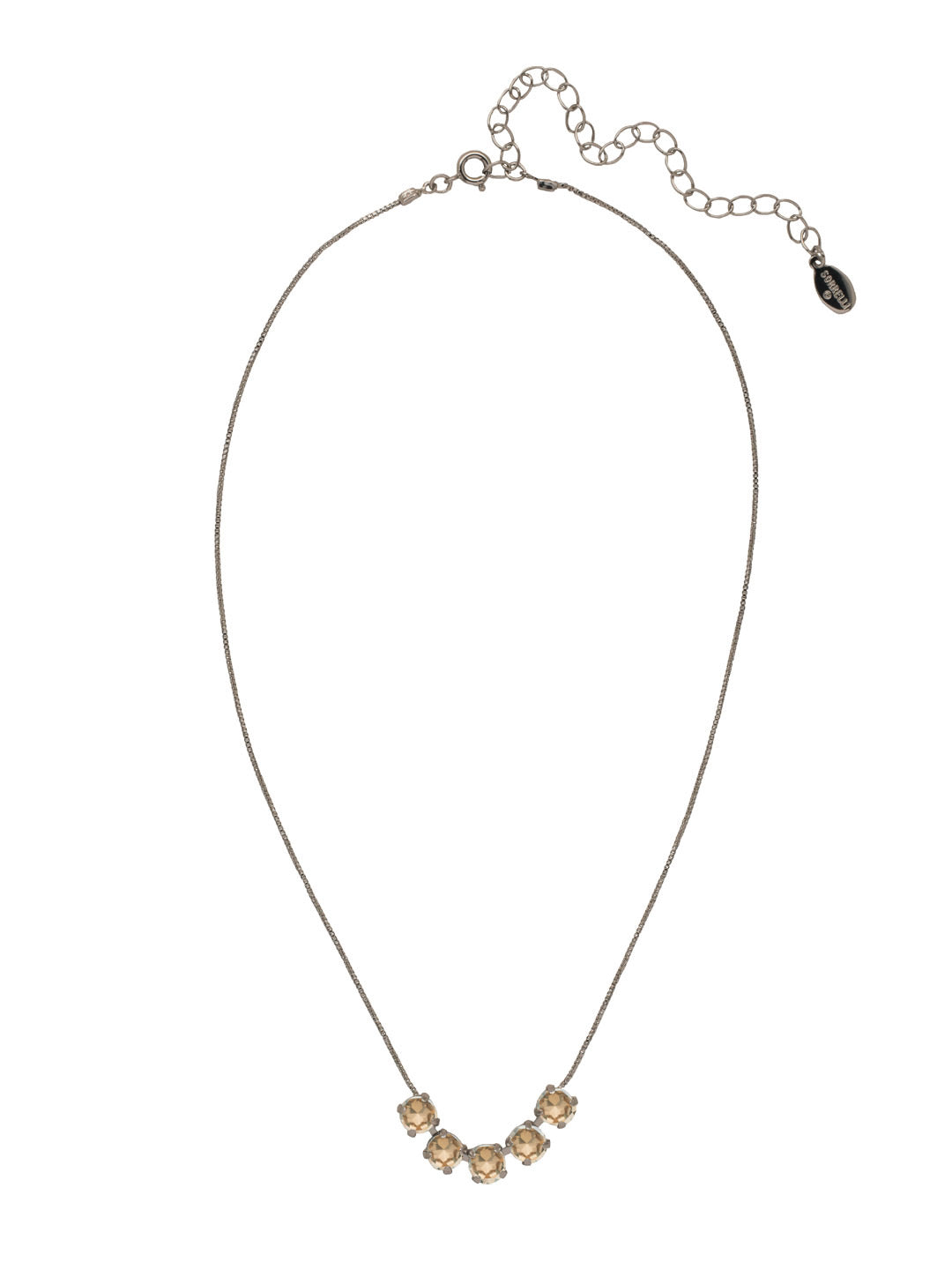 Shaughna Tennis Necklace - NFC84ASDCH - <p>The Shaughna Tennis Necklace features five crystals on a delicate adjustable chain. From Sorrelli's Dark Champagne collection in our Antique Silver-tone finish.</p>