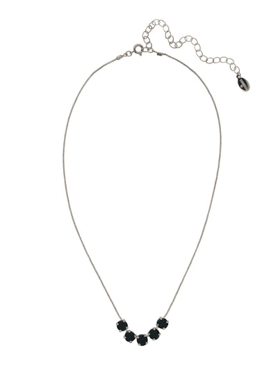 Shaughna Tennis Necklace - NFC84ASJET - <p>The Shaughna Tennis Necklace features five crystals on a delicate adjustable chain. From Sorrelli's Jet collection in our Antique Silver-tone finish.</p>