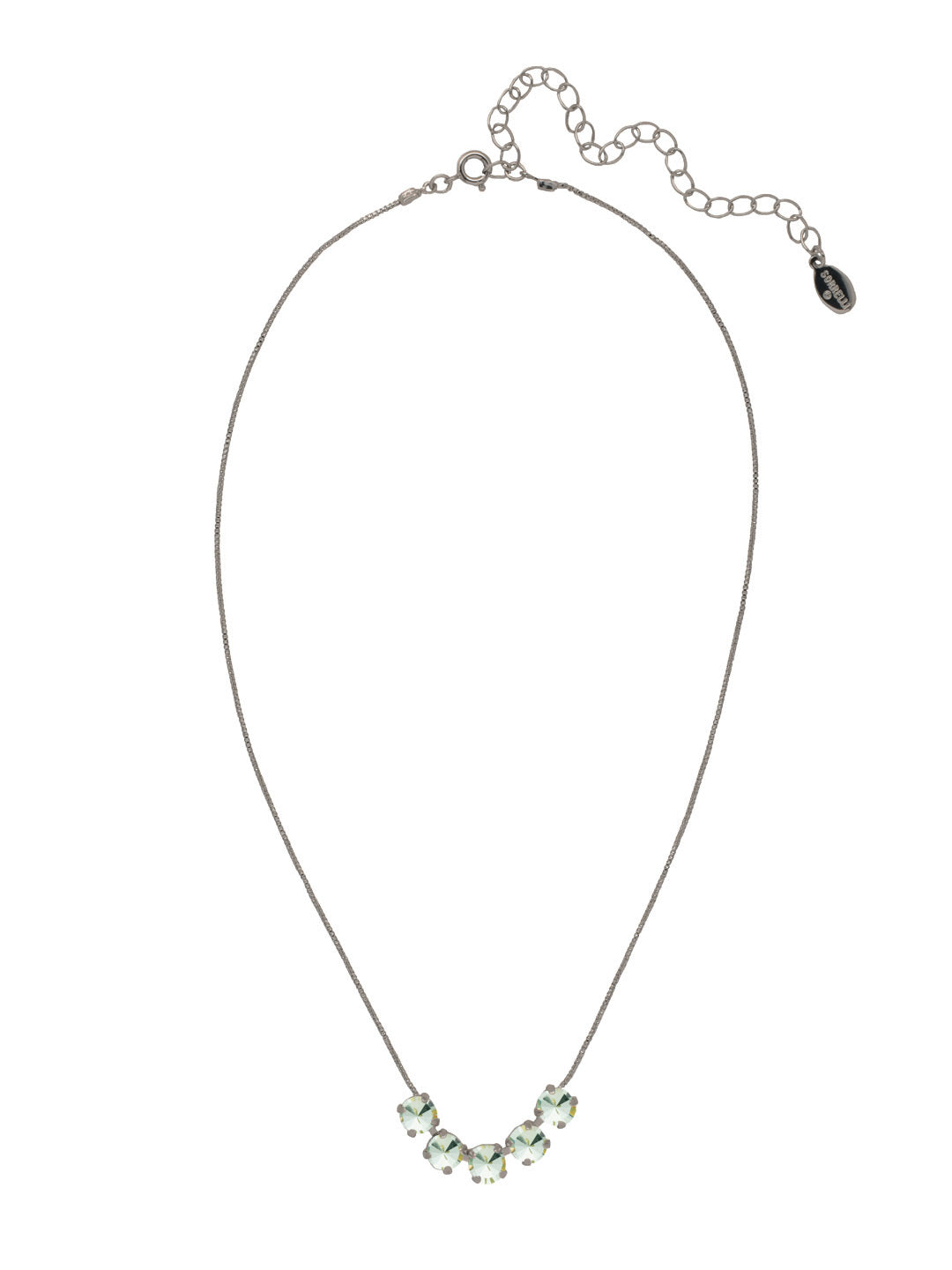 Shaughna Tennis Necklace - NFC84ASMIN - <p>The Shaughna Tennis Necklace features five crystals on a delicate adjustable chain. (16-20 inches) From Sorrelli's Mint collection in our Antique Silver-tone finish.</p>