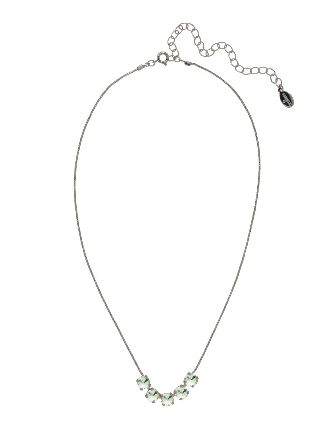 Shaughna Tennis Necklace - NFC84ASMIN - <p>The Shaughna Tennis Necklace features five crystals on a delicate adjustable chain. From Sorrelli's Mint collection in our Antique Silver-tone finish.</p>