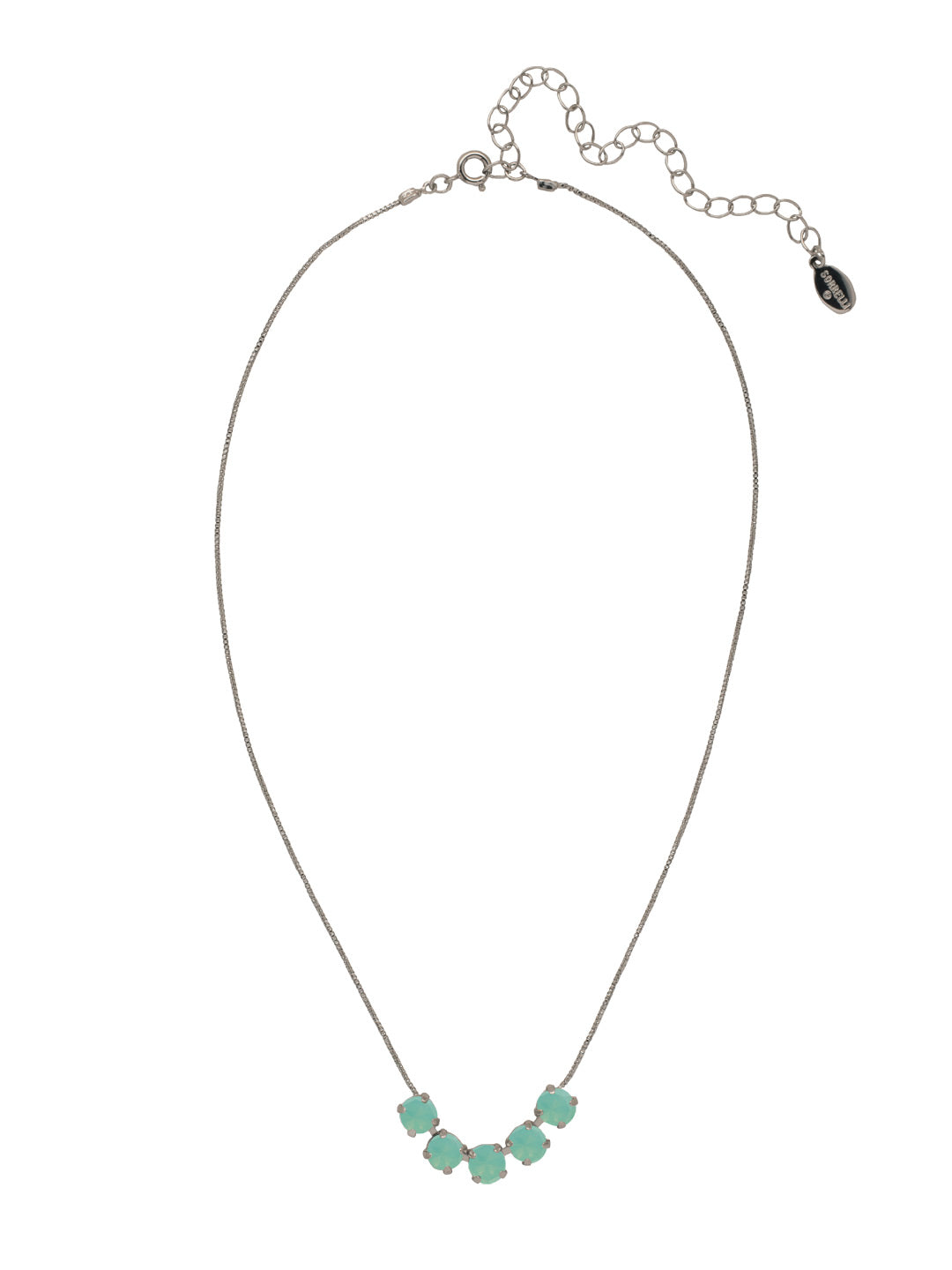 Shaughna Tennis Necklace - NFC84ASPAC - <p>The Shaughna Tennis Necklace features five crystals on a delicate adjustable chain. From Sorrelli's Pacific Opal collection in our Antique Silver-tone finish.</p>